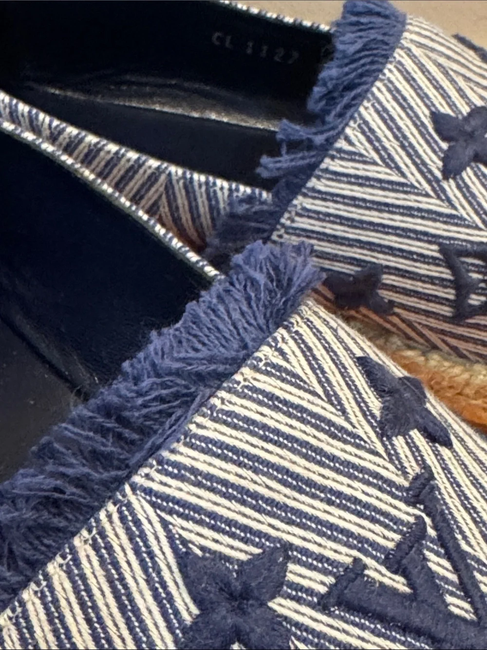 Louis Vuitton Blue & White Striped Monogram Espadrilles size 36.5